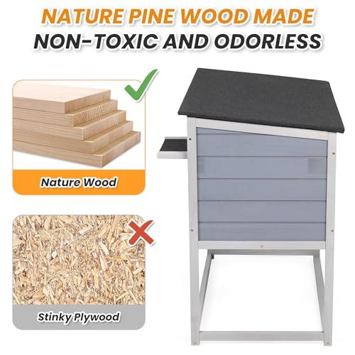 Weatherproof Insulated Outdoor Cat House with PVC Curtain W216864