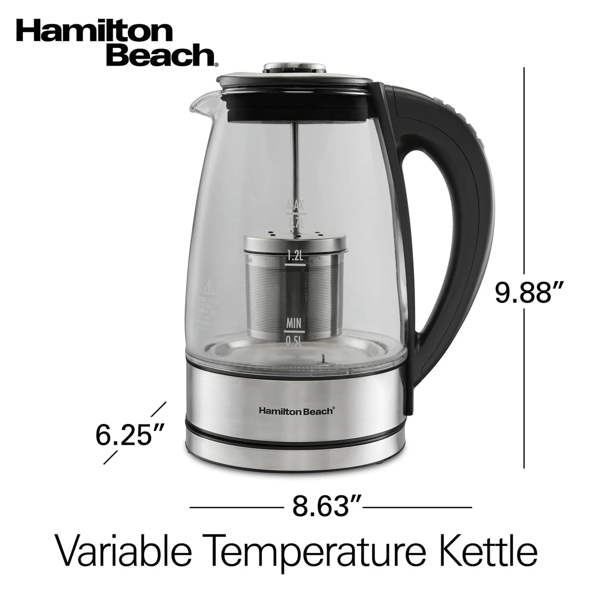 1.7L Variable Temperature Glass Kettle with Tea Infuser A4946