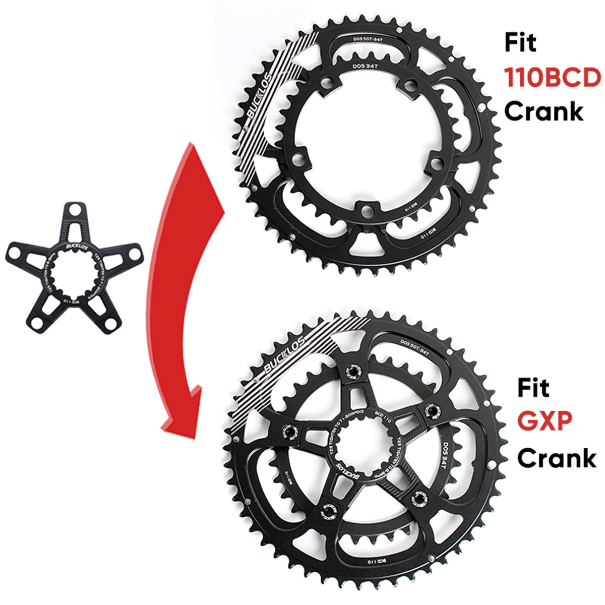 110BCD 130BCD 8/9/10/11S GXP Chainring Adapter P2123