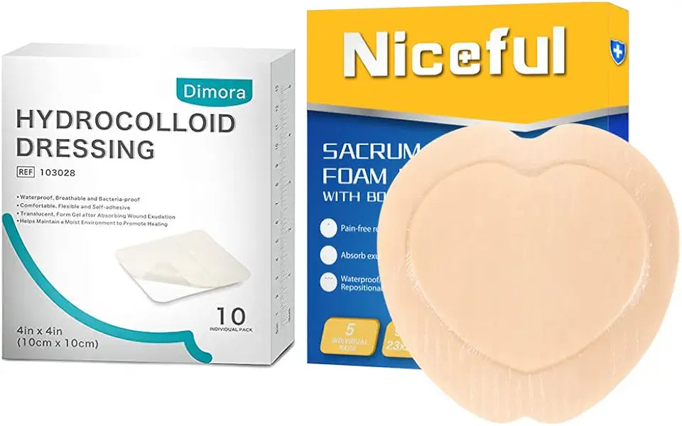 5 Packs Sacral Silicone Foam Dressing 9x9 in, 10 Packs Hydrocolloid Dressing Y294787