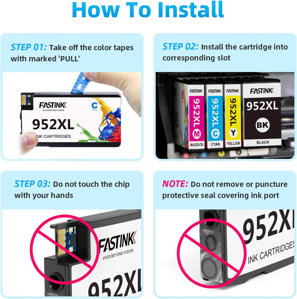 Compatible 952XL High Yield Ink Cartridges 4-Pack B6763