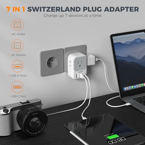 2 Pack European Travel Plug Adapter with 4 Outlets 3 USB Charger M8618
