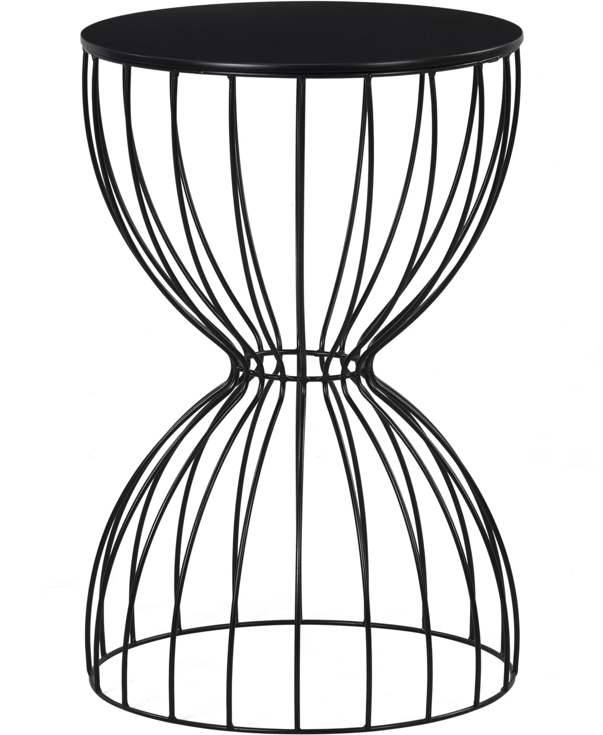 Black Metal Top Hourglass End Table Z636