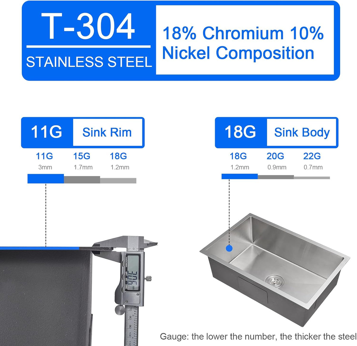 30 x 18 inch Undermount Stainless Steel Kitchen Sink Y923989