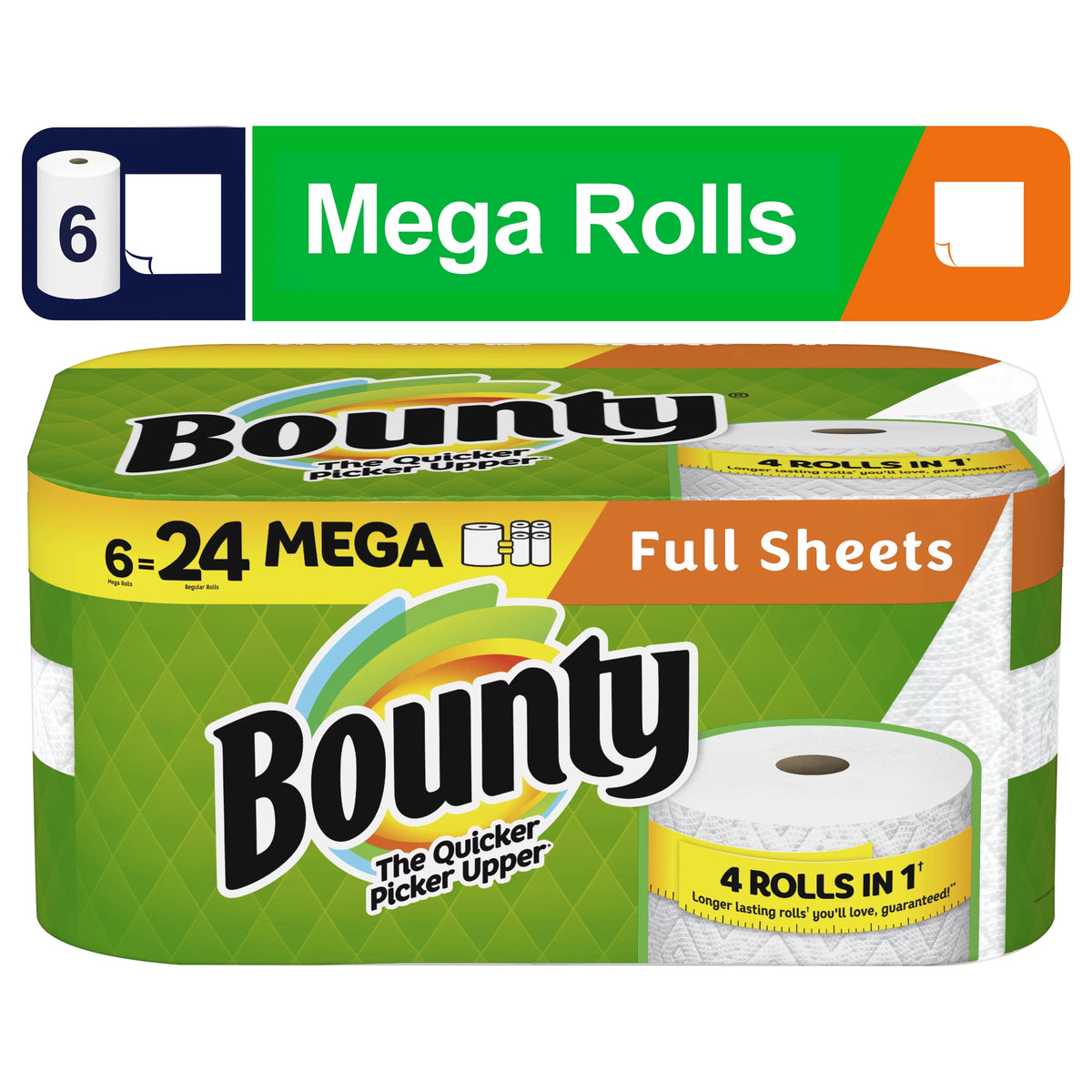 White Full Sheet Paper Towels, 6 Mega Rolls C123712