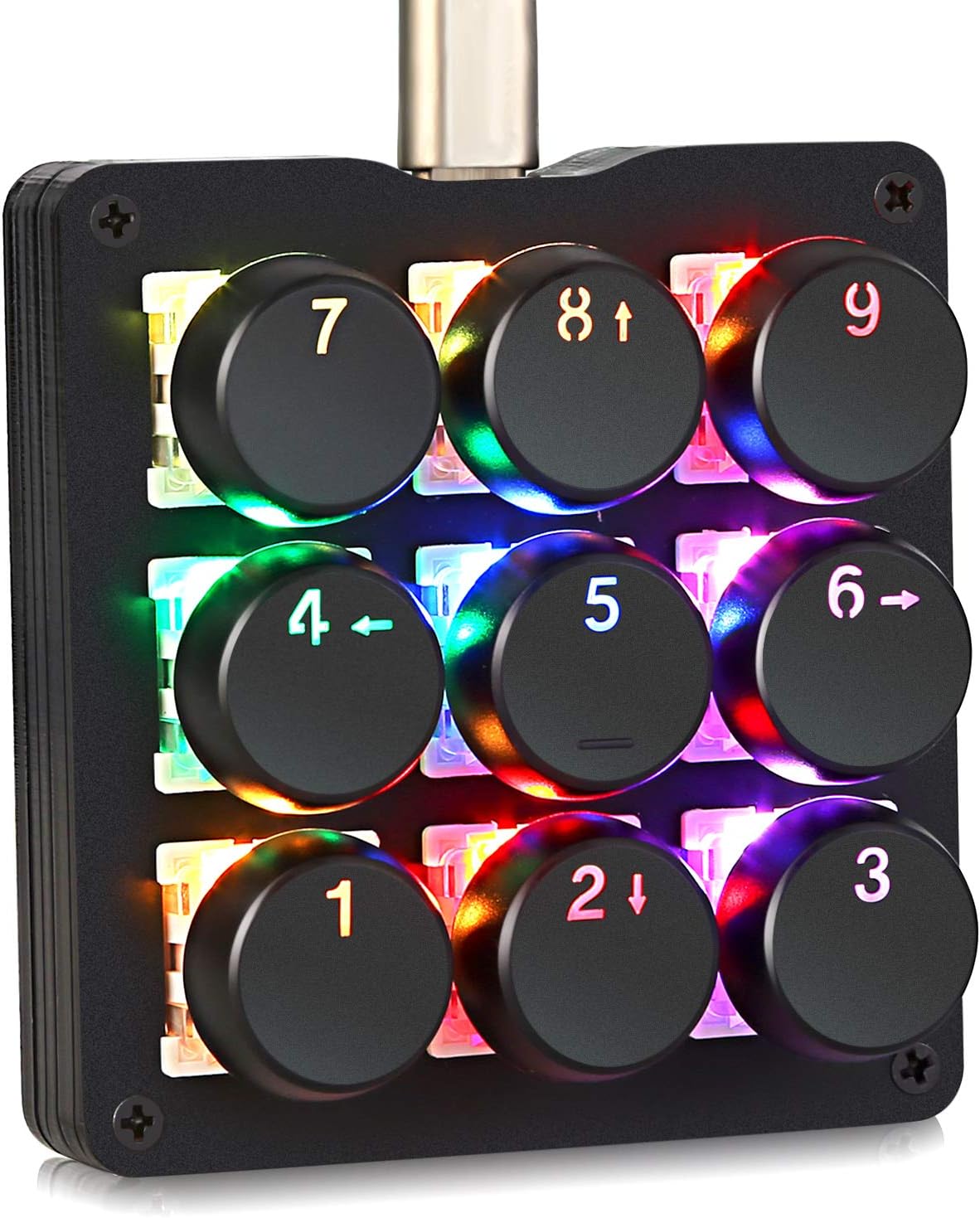 One Handed Mechanical Keyboard, RGB Backlit Mini Gaming Keypad, 9 Programmable Keys O9945