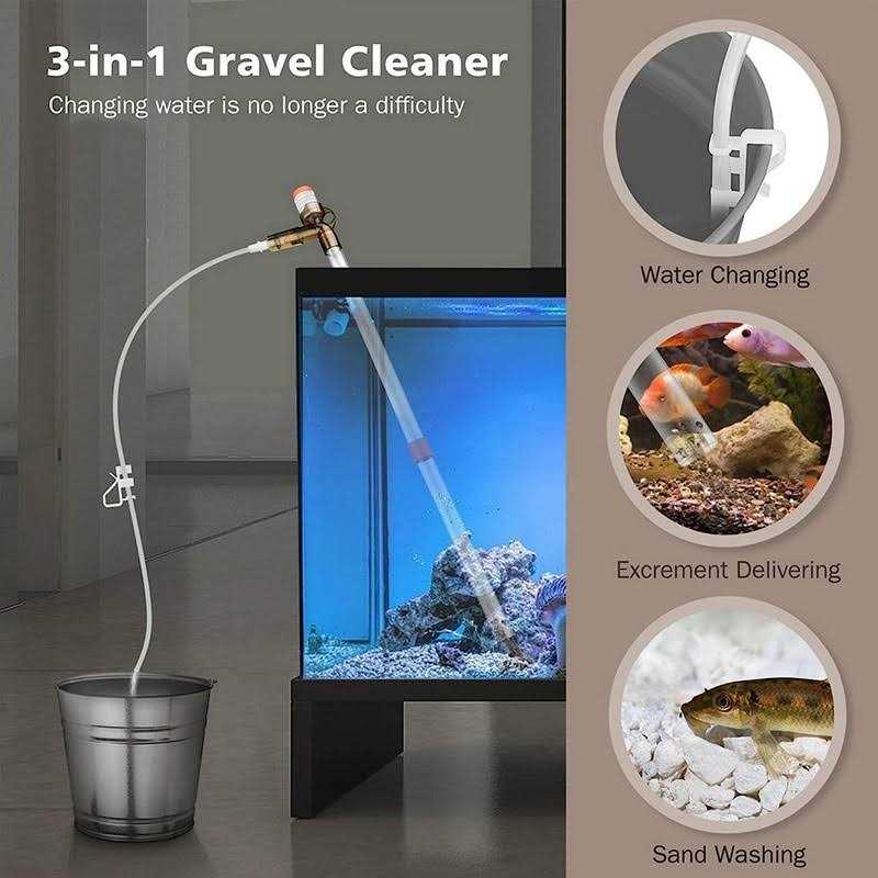 Aquarium Gravel Cleaner Fish Tank Kit Long Nozzle Water Changer J6835