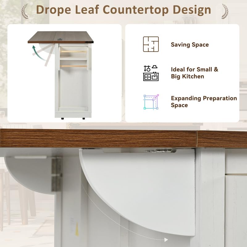 53.7" Black Kitchen Island with Drop Leaf P573638