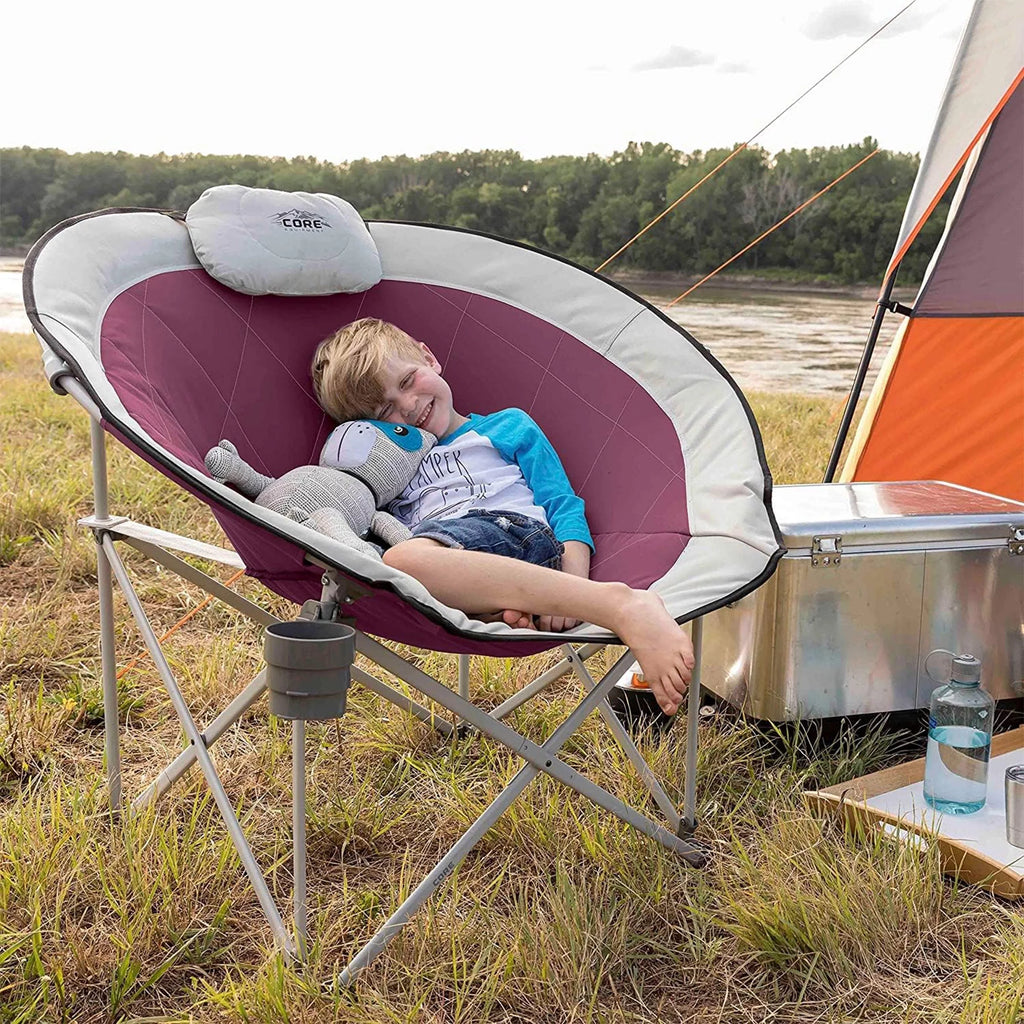 Oversized Padded Round Moon Camping Folding Chair 4 Pack P25164