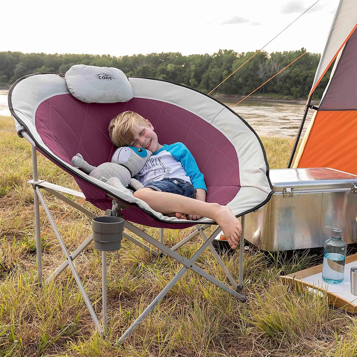 Oversized Padded Round Moon Camping Folding Chair 4 Pack P25164