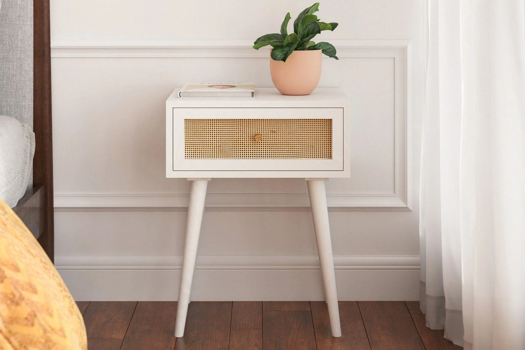White 1-Drawer Nightstand Y272340
