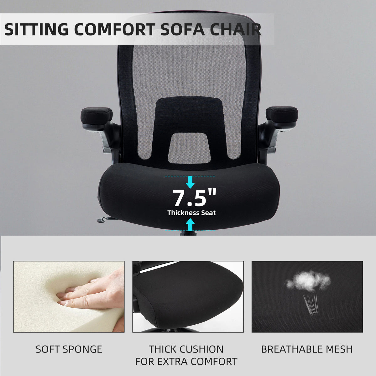 Black Mesh Office Chair with Adjustable Lumbar Support C208735