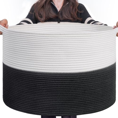 Large Cotton Rope Storage Basket 90L Grey K513