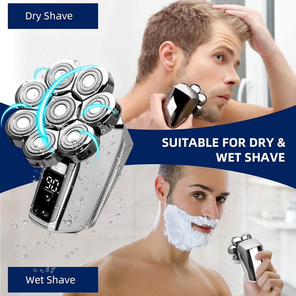 Electric 8D Head Shaver with Floating Head, IP65 Waterproof Rotary Shaver Grooming Kit Pack of 2 K49568