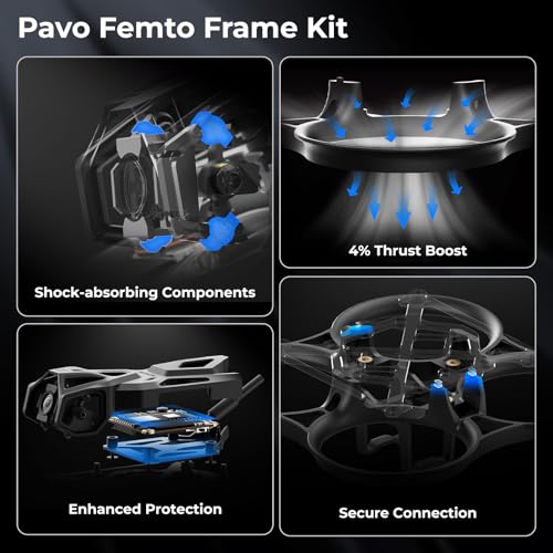 Brushless Whoop Quadcopter Pocket Drone with HD VTX Bracket for DJI O4 Air Unit F4 2-3S 20A FC LAVA 1102|14000KV Motor F922