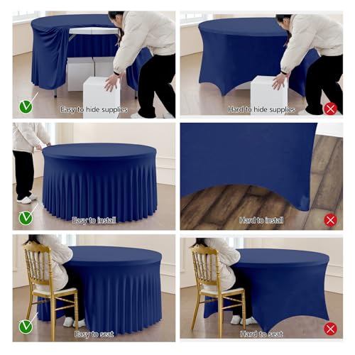 6 Pack 5FT Round Black Stretchable Spandex Tablecloth I149