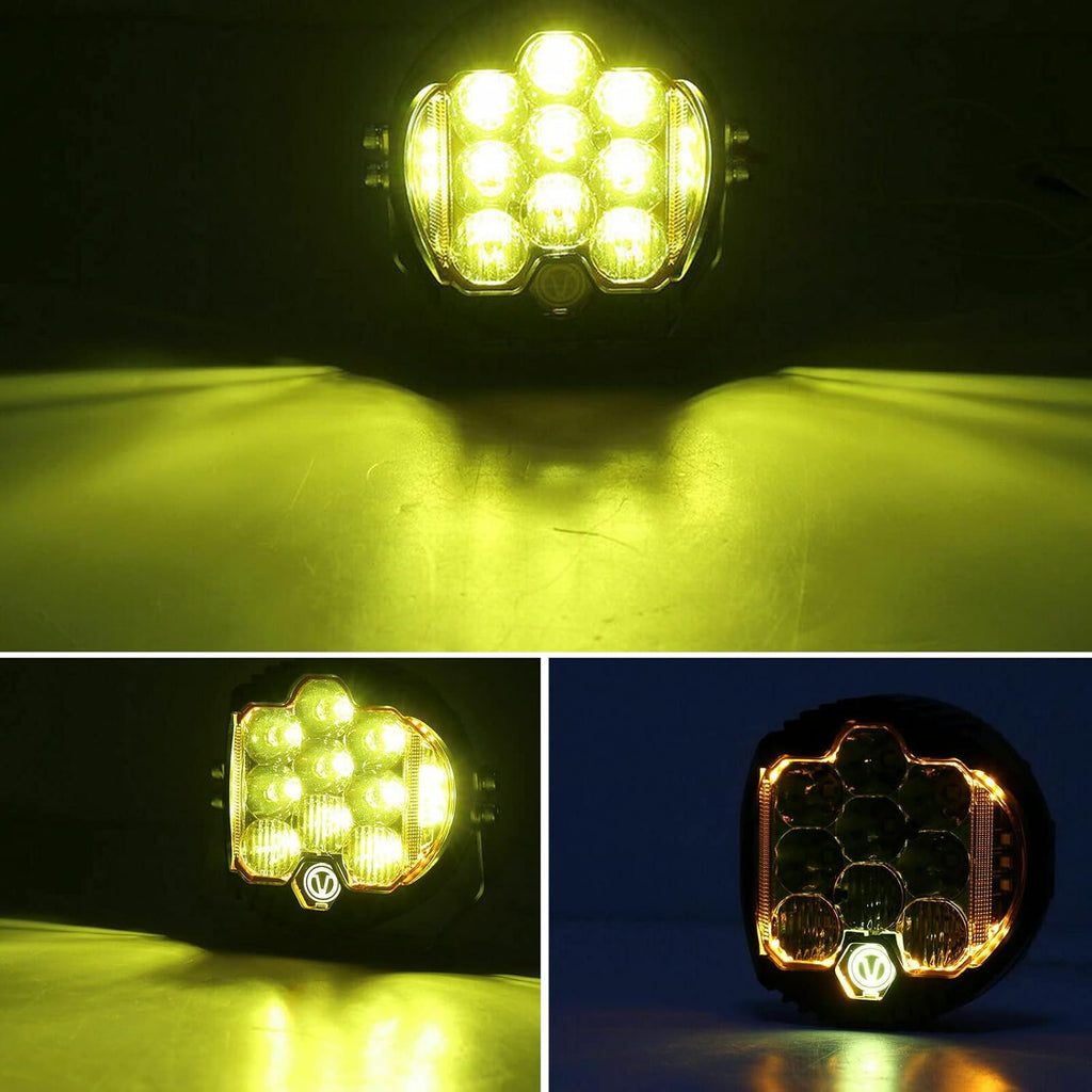 7 Inch 90W LED Light Pod Yellow Lens Combo Spot Flood Off Road Fog Lights IP67 Waterproof Y466848