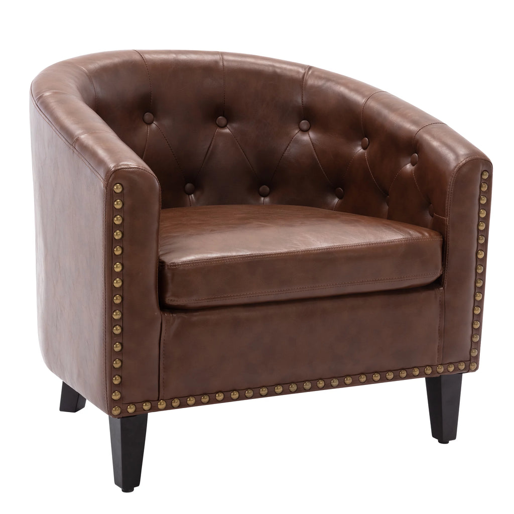 PU Leather Tufted Barrel Chair I303
