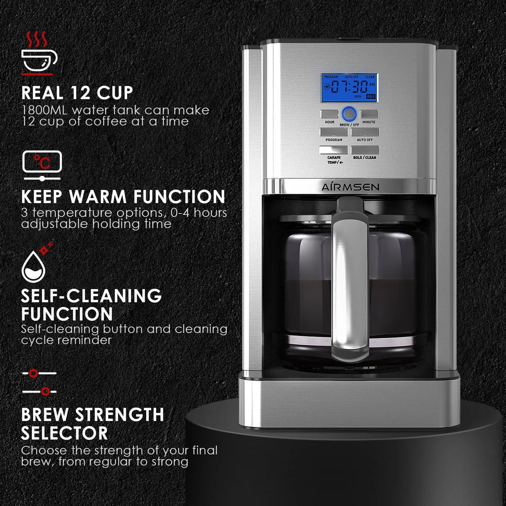 Stainless Steel 12 Cup Programmable Drip Coffee Maker C656255