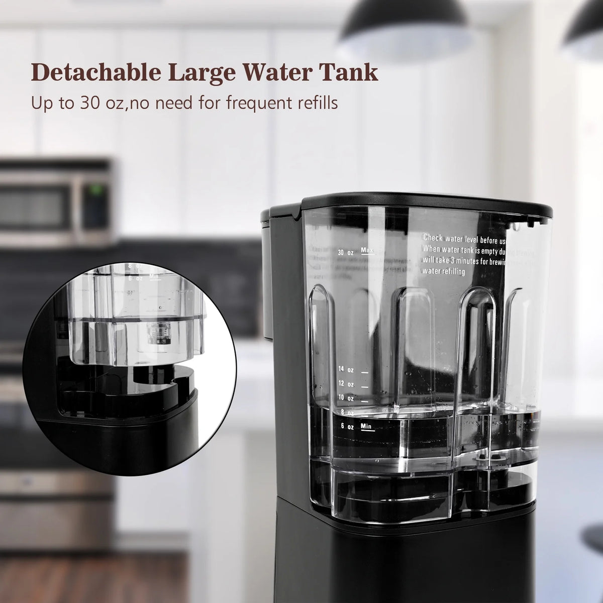 Black Single Serve Coffee Maker with 30 Oz Water Tank O280