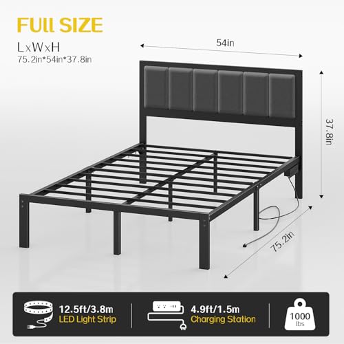 Full Size Metal Platform Bed Frame with Headboard A226