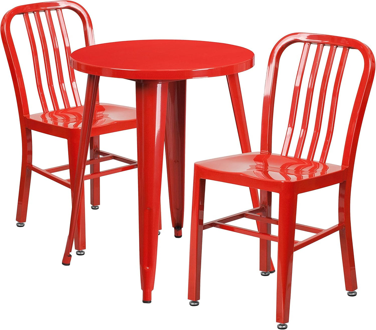 24'' Round Green Metal Indoor-Outdoor Table Set with 2 Chairs L961173