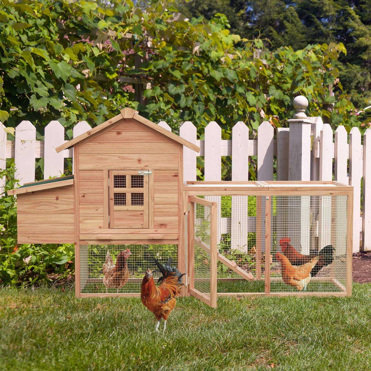 Large Wooden Chicken Coop with Ventilation W189385