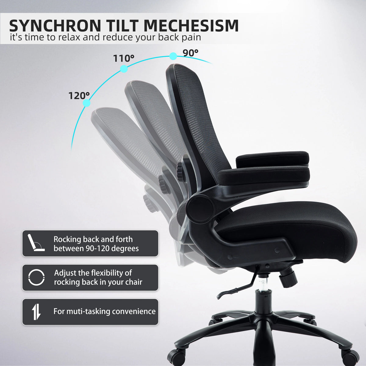 Black Mesh Office Chair with Adjustable Lumbar Support C208735