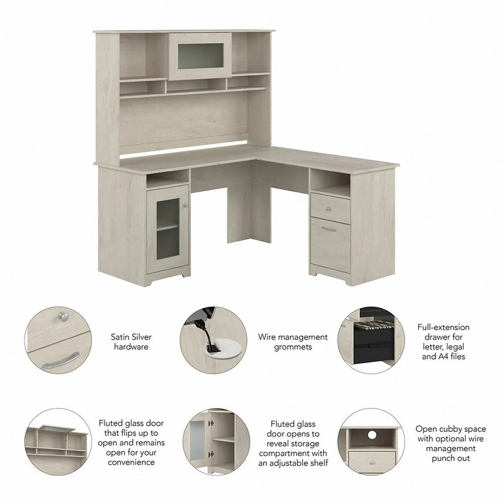 L Shaped Computer Desk with Hutch T562