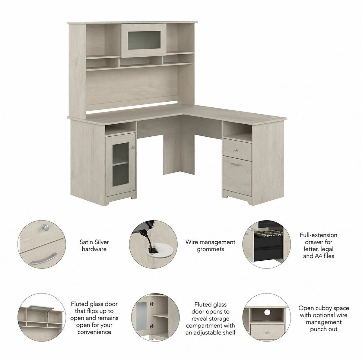 L Shaped Computer Desk with Hutch T562