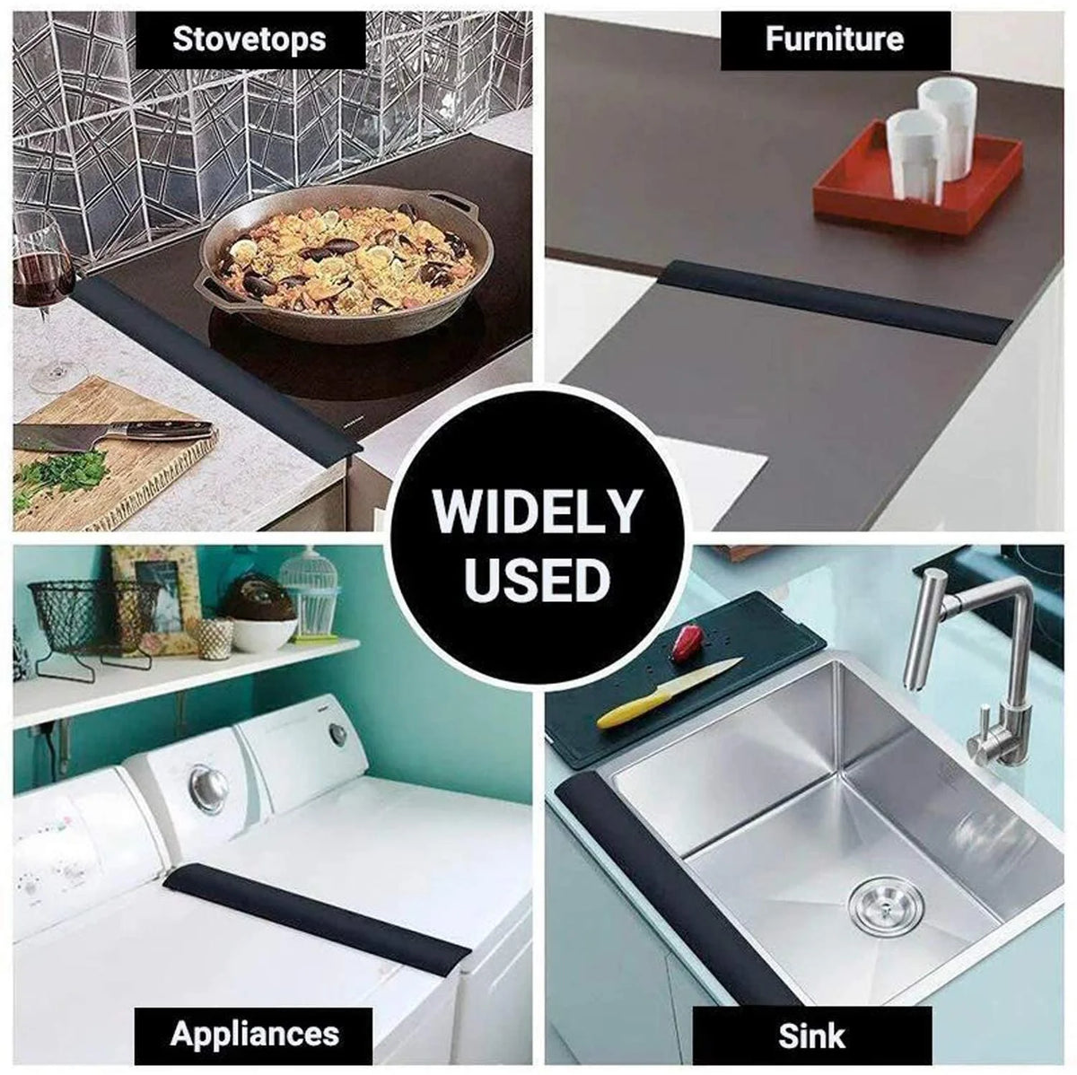 Silicone Stove Gap Covers (2 Pack, 21 Inches, Black) A548764
