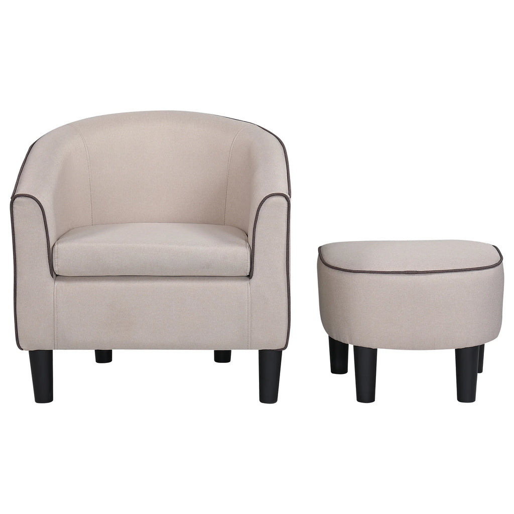 Beige Accent Chair with Ottoman M410