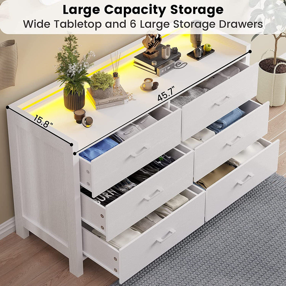 White 6 Drawer Wooden Dresser L703452