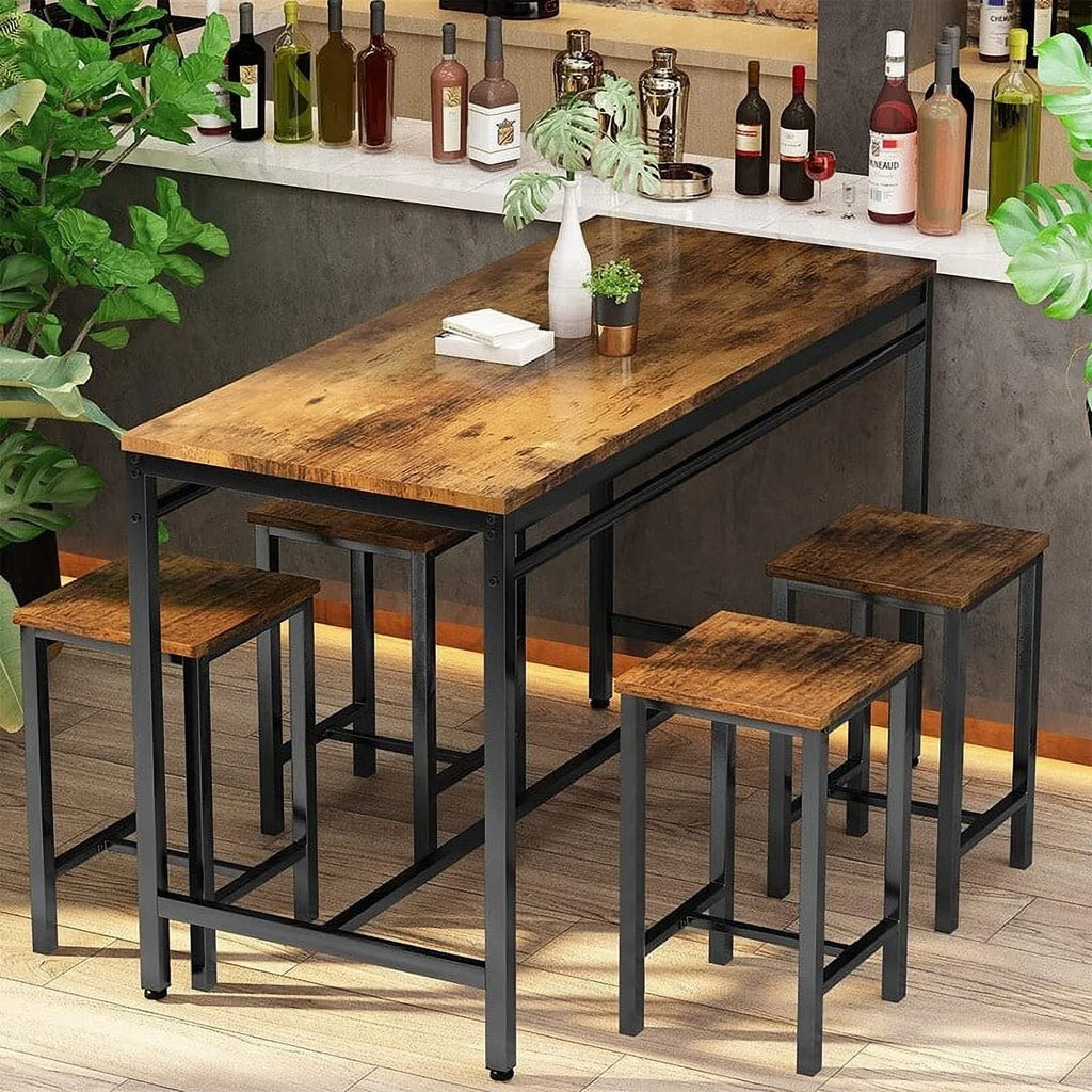 Farmhouse 5-Piece Metal and Wood Dining Set U36092
