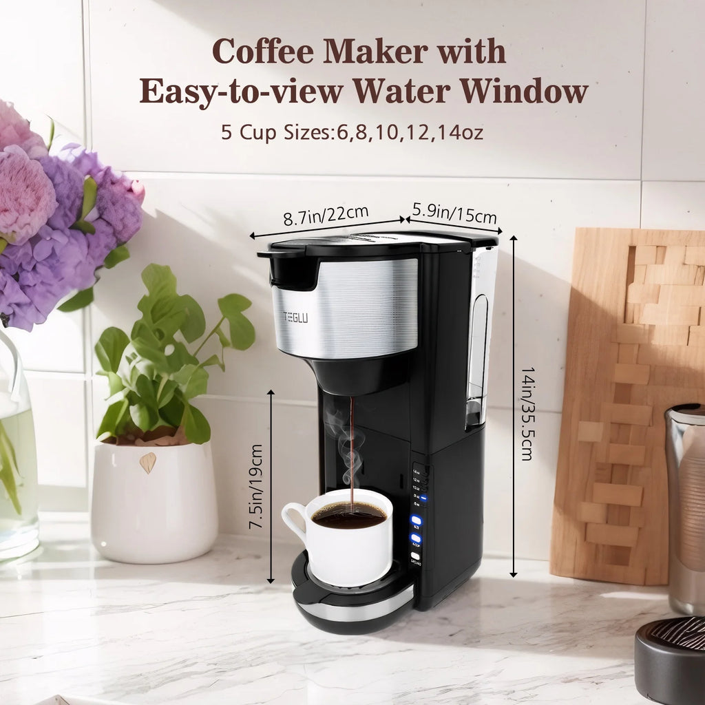 Black Single Serve Coffee Maker with 30 Oz Water Tank O280