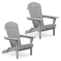 Folding Adirondack Chair Set of 2 Wooden Natural Finish Q955626