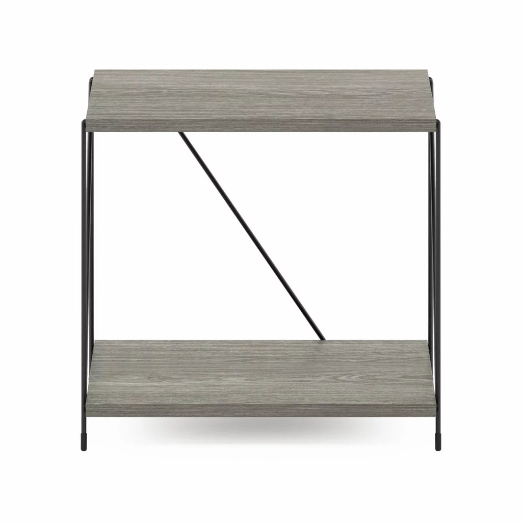 Oak Side Table with Metal Frame W6895