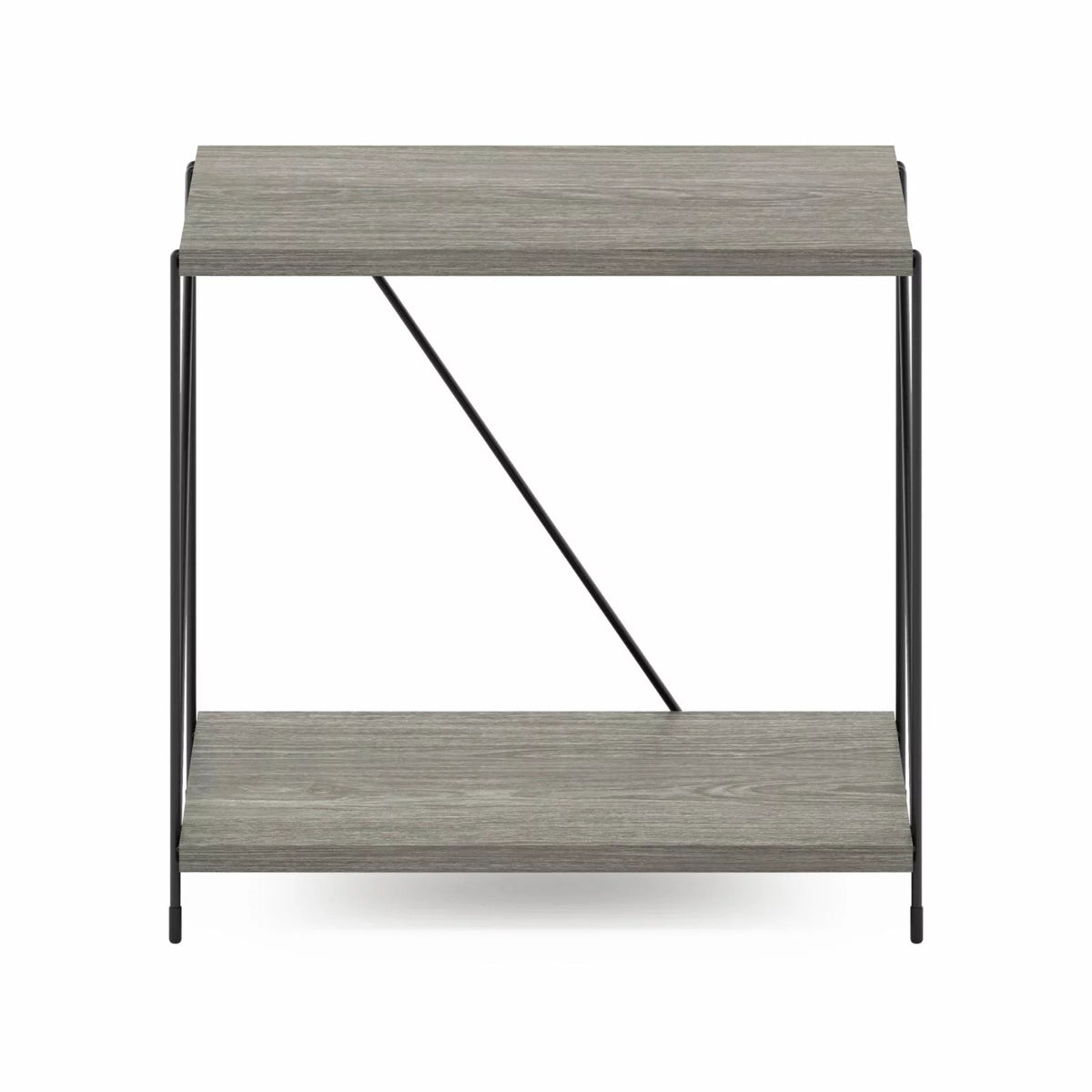 Oak Side Table with Metal Frame W6895