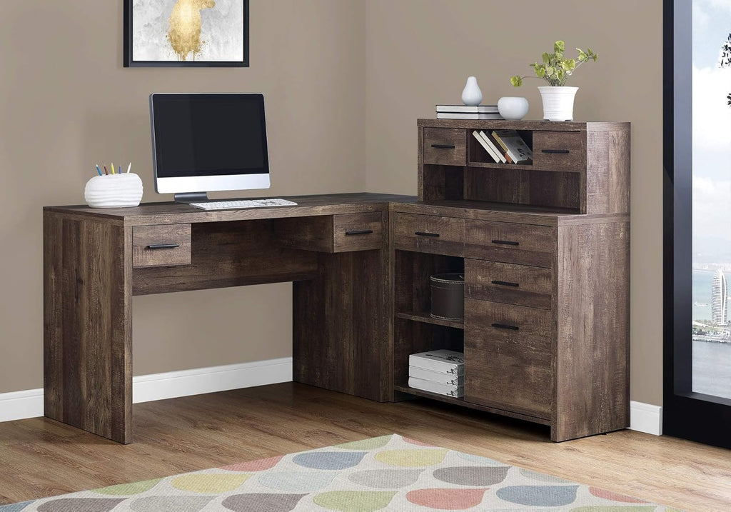 L-Shaped Corner Computer Desk with Hutch S4639