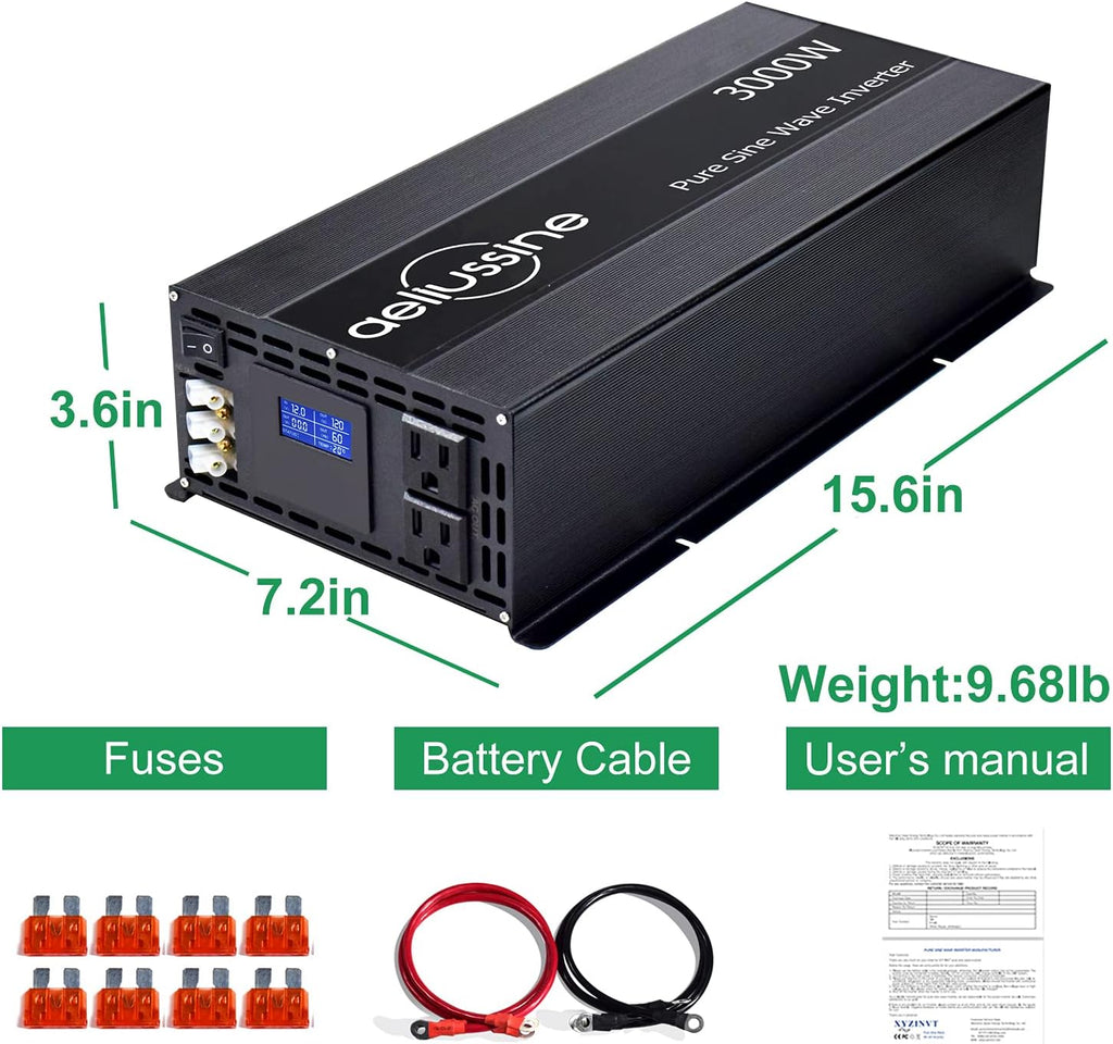 2000 watt Pure Sine Wave Power Inverter 24v dc to ac 110v 120v G72035