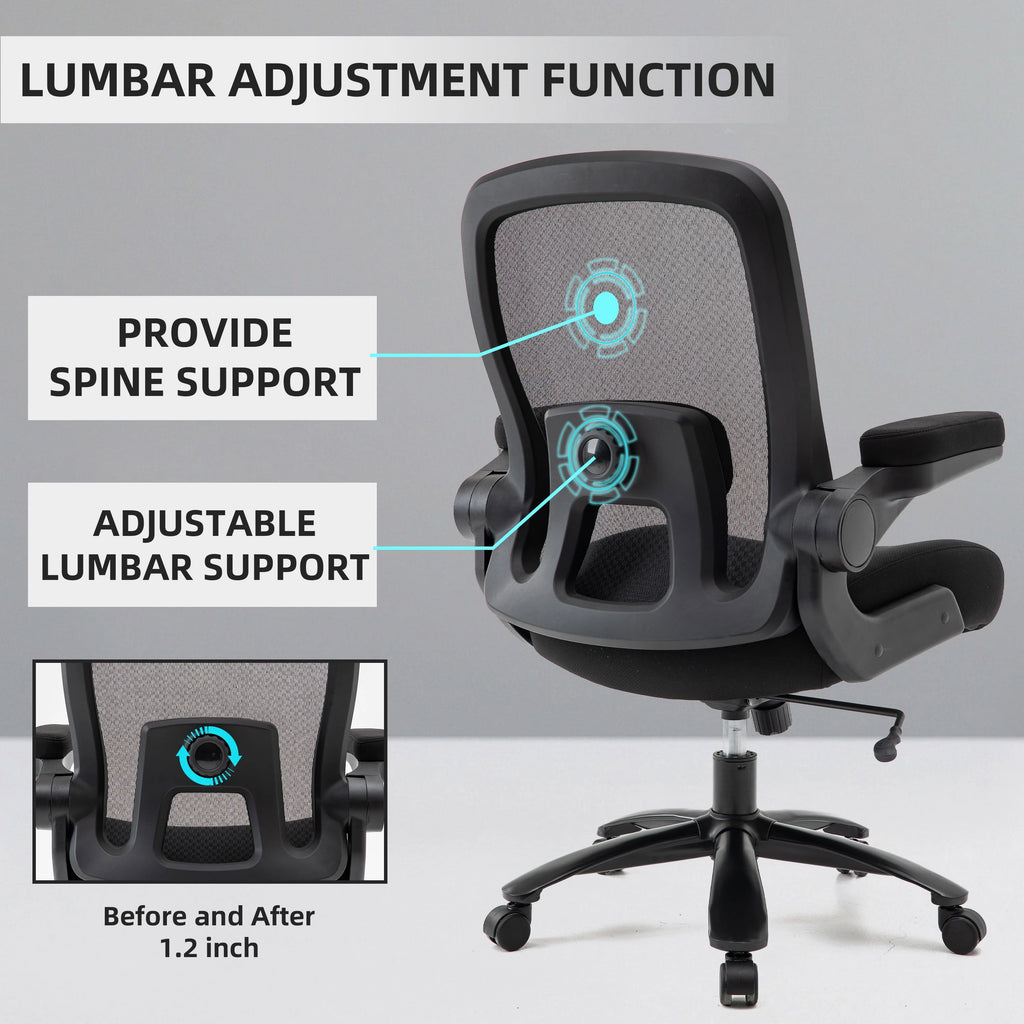 Black Mesh Office Chair with Adjustable Lumbar Support C208735