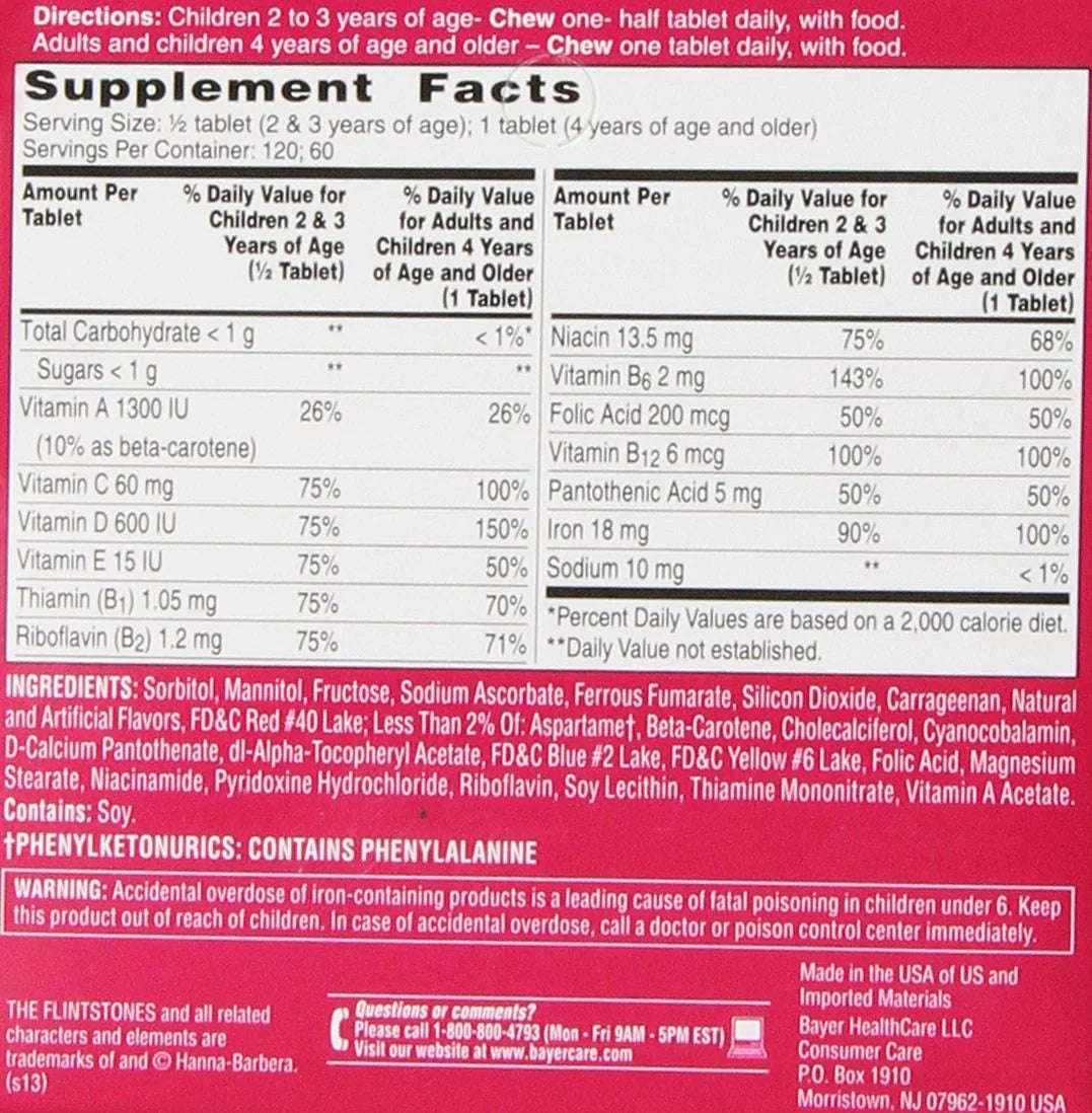 Children's Multivitamin plus Iron Chewable Tablets, 60-Count P933