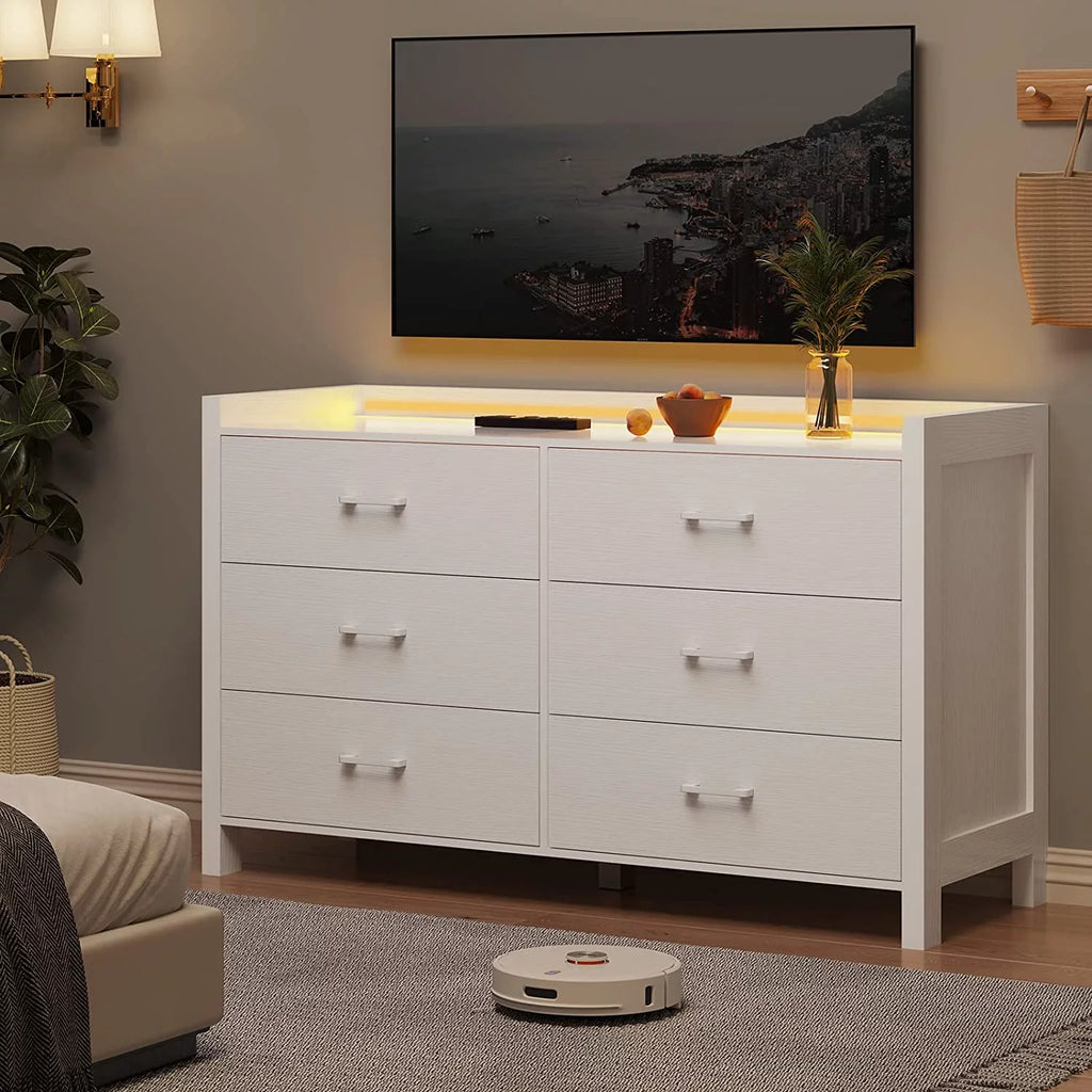 White 6 Drawer Wooden Dresser L703452
