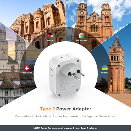 2 Pack European Travel Plug Adapter with 4 Outlets 3 USB Charger M8618