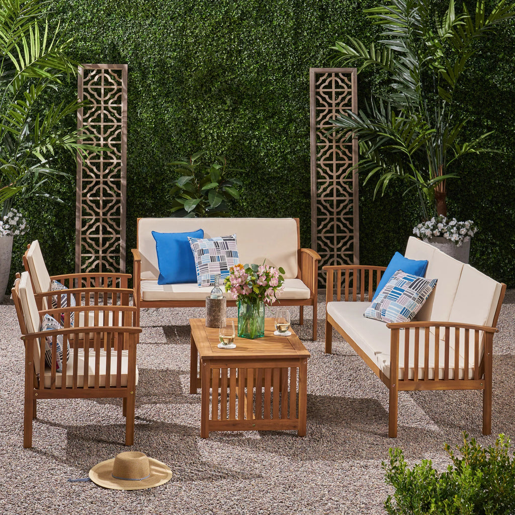 5 Piece Acacia Wood Outdoor Conversational Set V466704