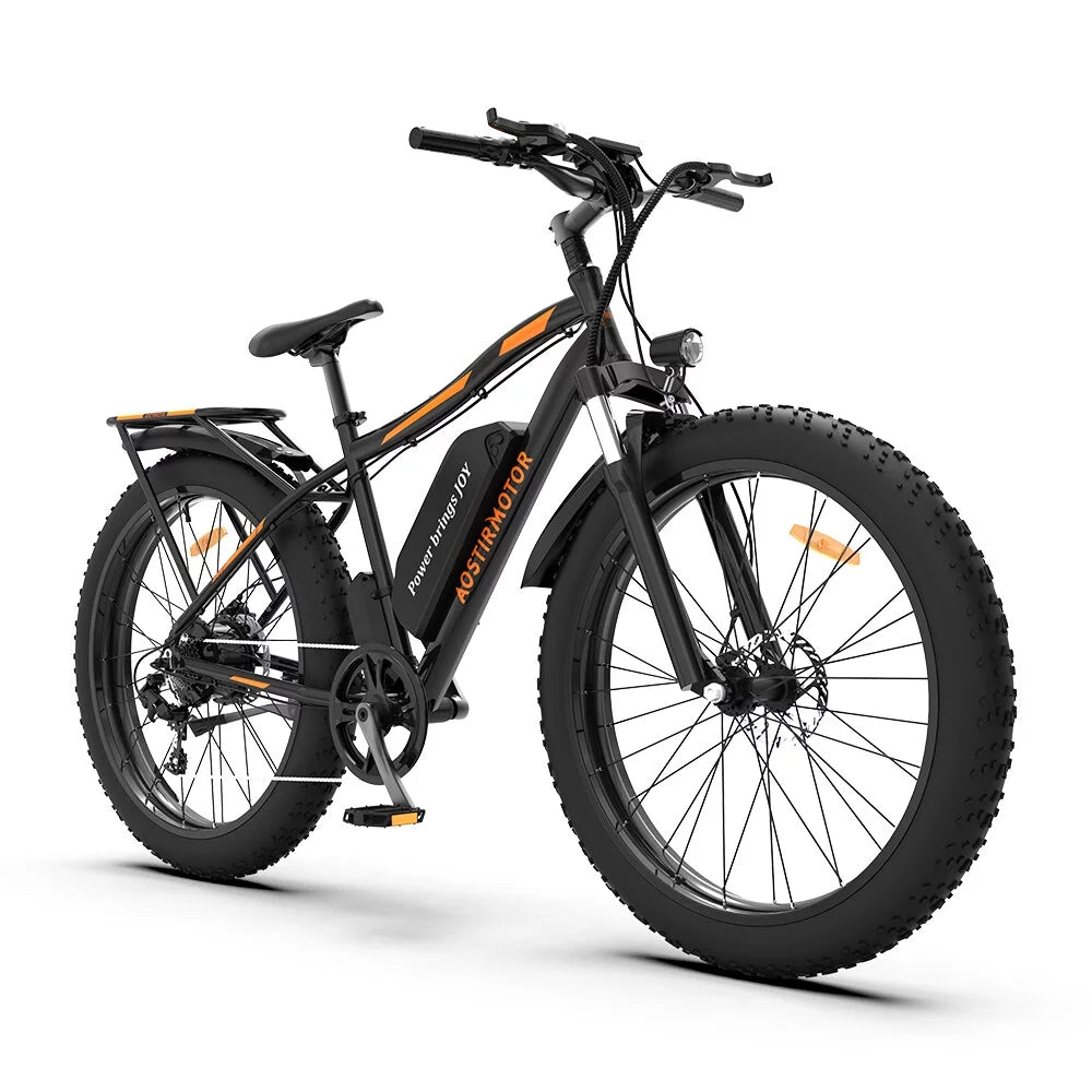 Electric Bike 48V 13AH Battery 26x4.0 inch Fat Tire Black Q182