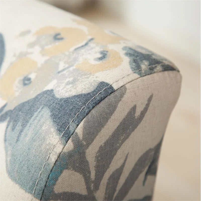 Blue Leaves Fabric Armless Accent Chair C674565