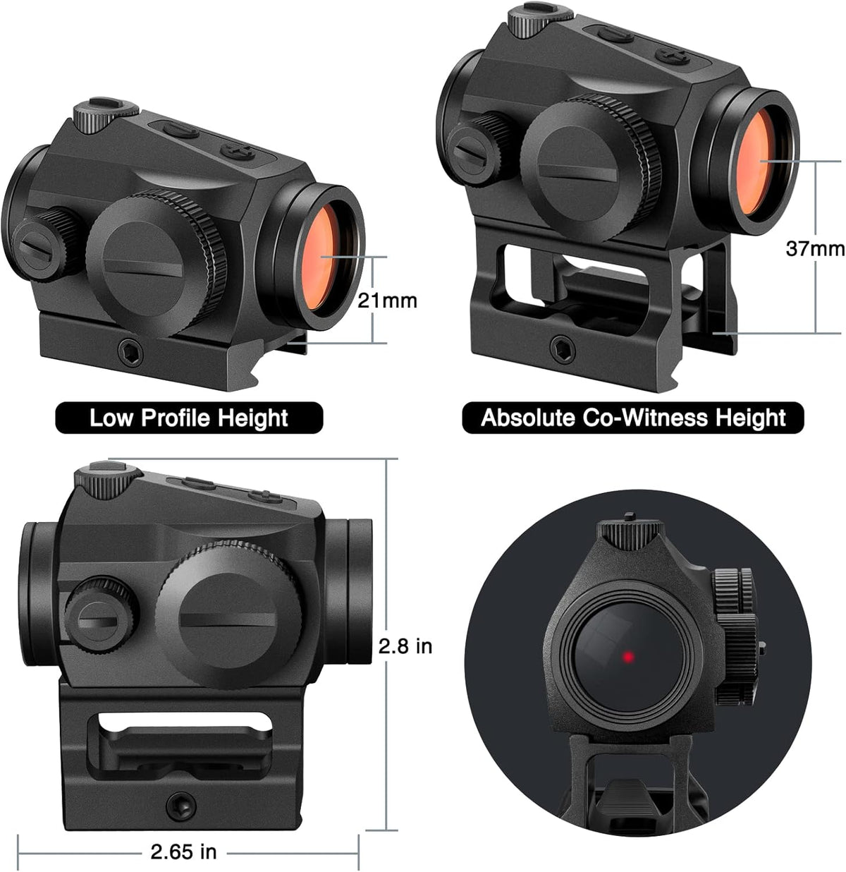 2 MOA Red Dot Sight 1x20mm Reflex Sight with Flip Lens Covers, Black Pack of 2 K201829