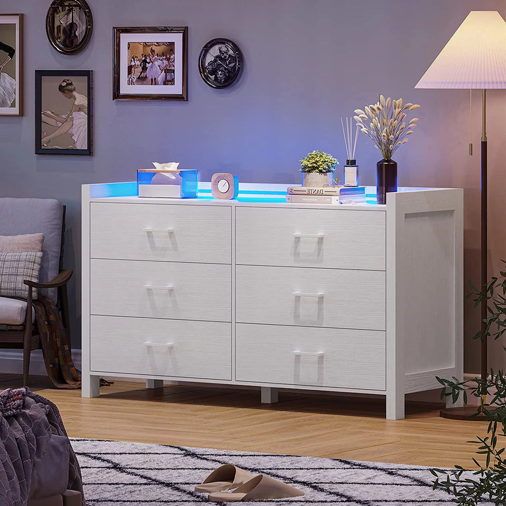 White 6 Drawer Wooden Dresser L703452