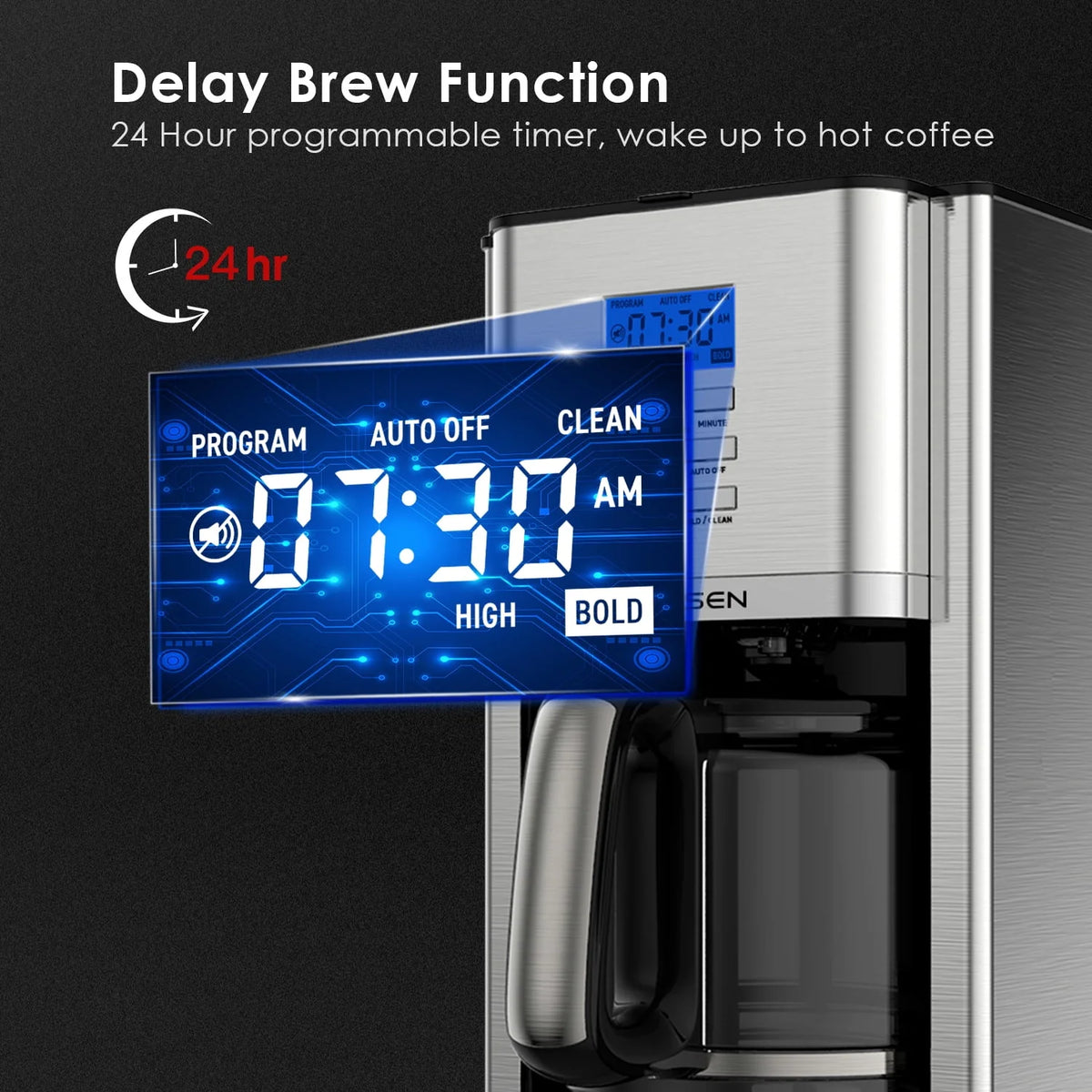 Stainless Steel 12 Cup Programmable Drip Coffee Maker C656255